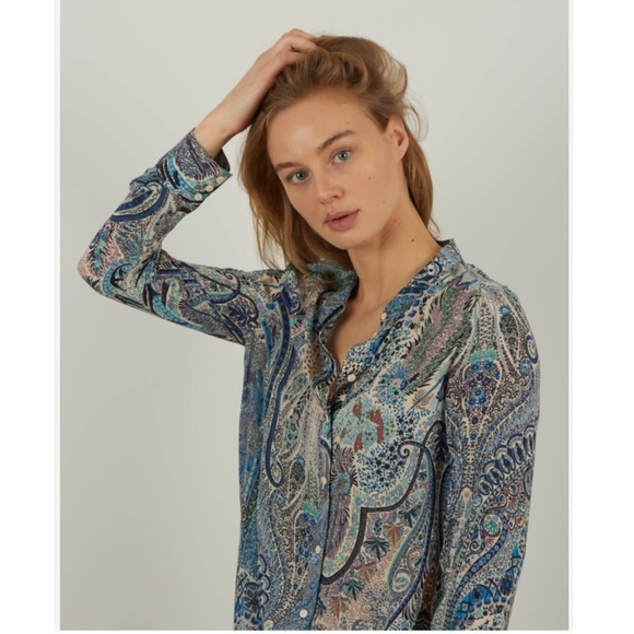 Ba&sh Blouse Blake Button Down in Paisley Blue - Picture 3 of 9